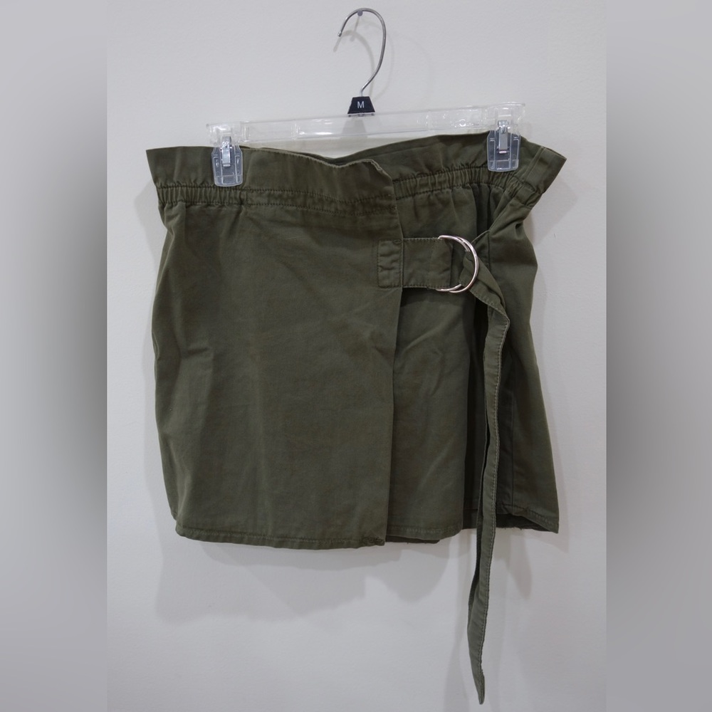 Urban Outfitters Moss Green Side Adjustable Belt Paper Bag Mini Skirt - Small
